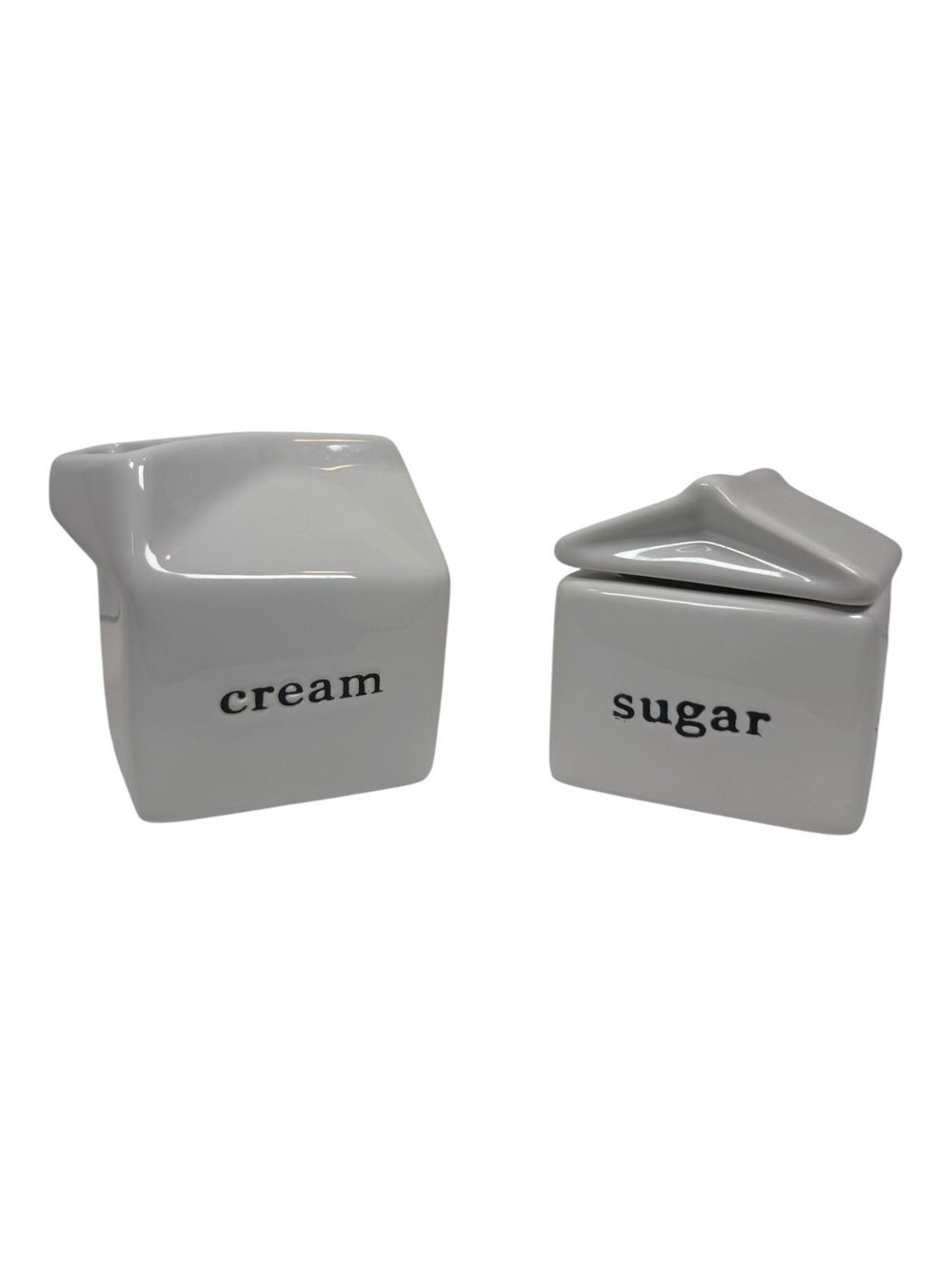Crate & Barrel Ceramic Cream & Sugar serving dishes Sans Serif style Farmhouse